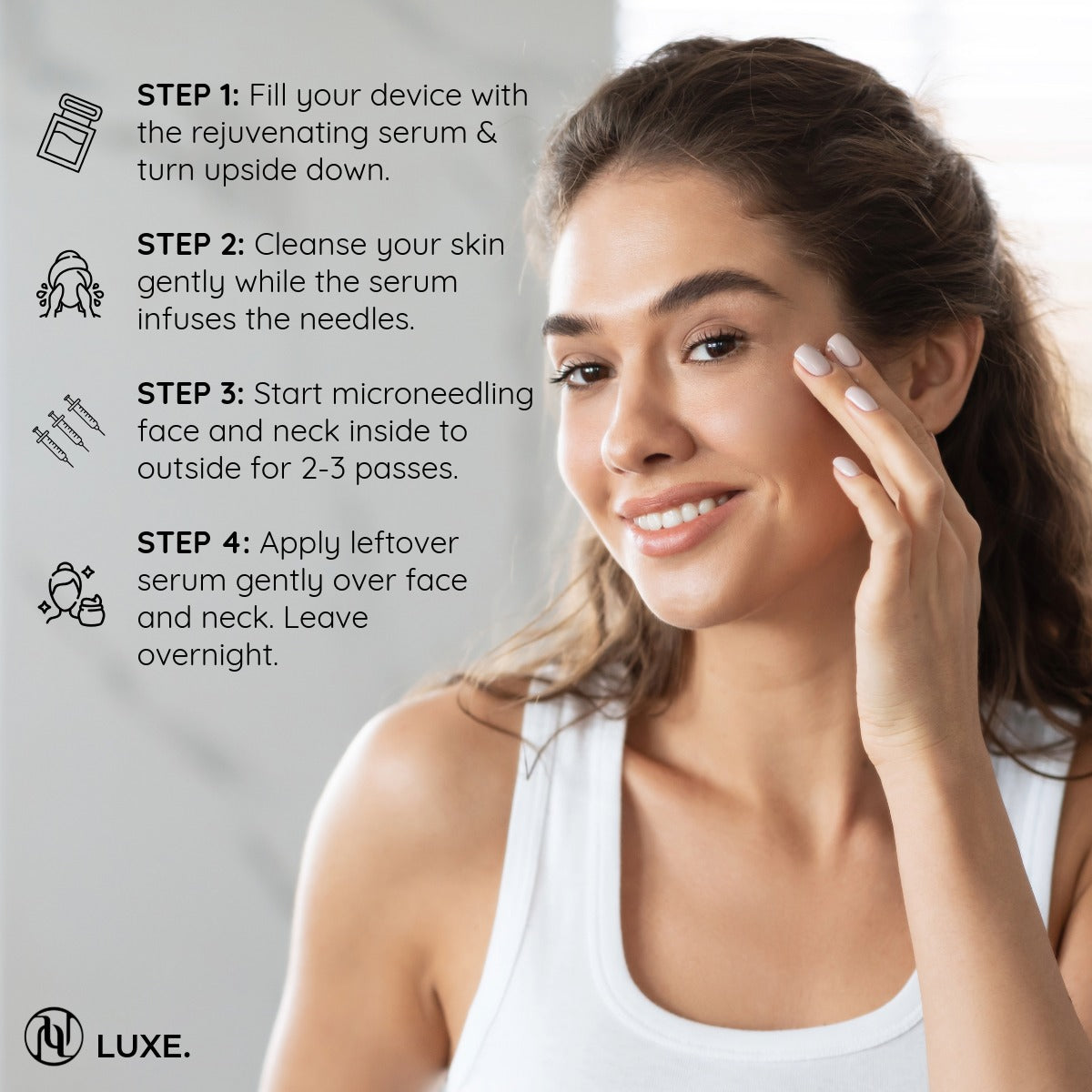 Microneedling Home Kit Micro-Infusion Anti-Aging Serum LUXE how to